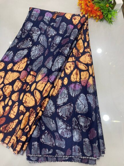 ASHABI KAMPALA CREPE - NAVY BLUE AND BROWN