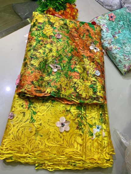 IYA IYAWO LACE - YELLOW ( LENGTH 45,MOQ 6 YARDS )