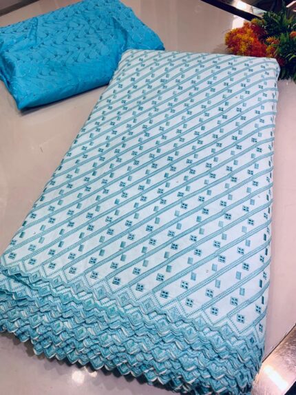 IYA IYAWO LACE- MINT STRIPE ( MOQ 5 YARDS )