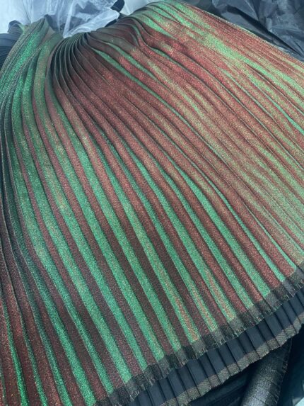 IRIDESCENT BROCADE-GREEN&RED (MOQ 6YRDS)