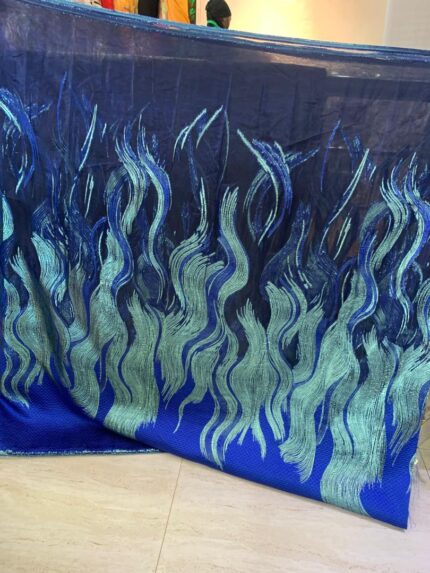ORGANZA BROCADE-BLUE&MINT (MOQ 6YRDS)