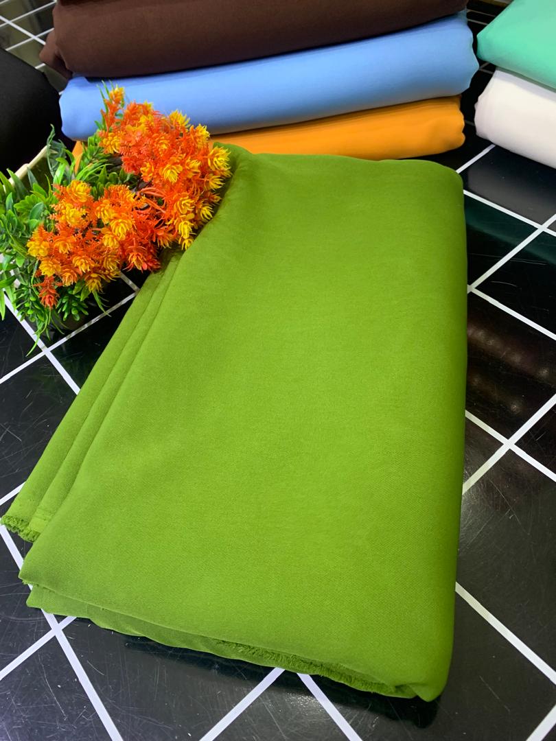 STOCK PLAIN CREPE-OLIVE (MOQ 6YRDS ABOVE)