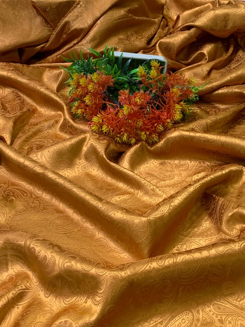 JACQUARD PAISELY SILK-BURNT ORANGE  (MOQ 6YRDS ABOVE)