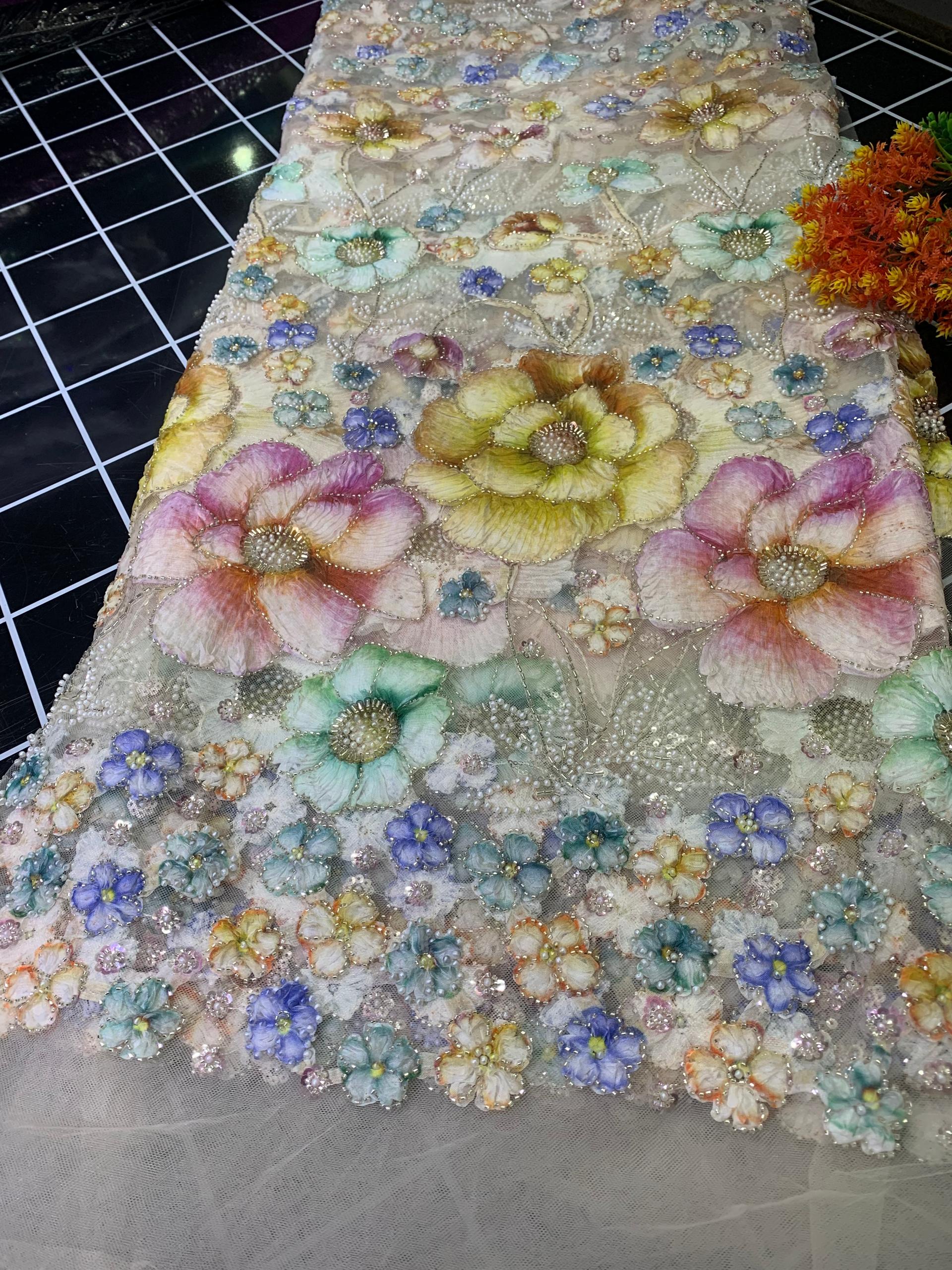 3D LAFAYA MESH-CREAM (MOQ 5YRDS ABOVE)