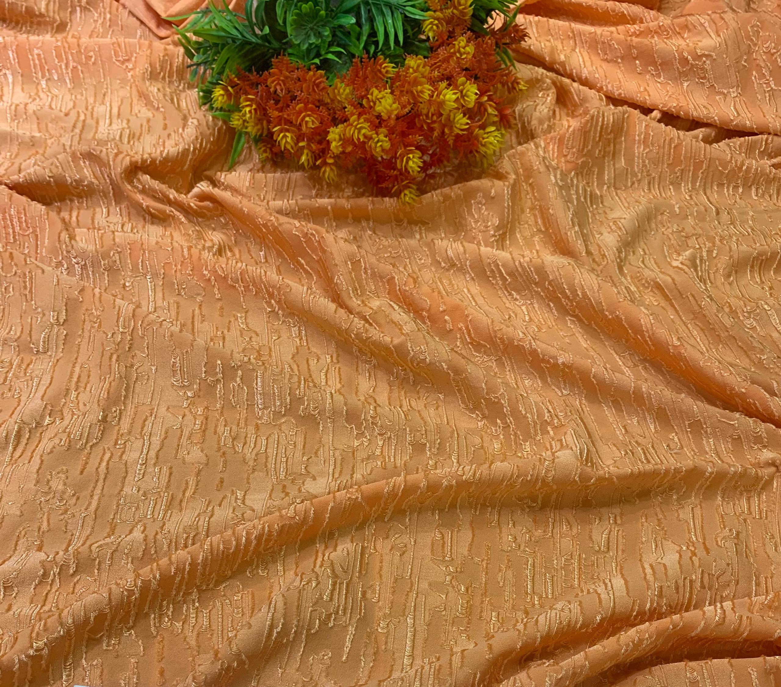 STRECHY JACQUARD- ORANGE (MOQ 6YRDS ABOVE)
