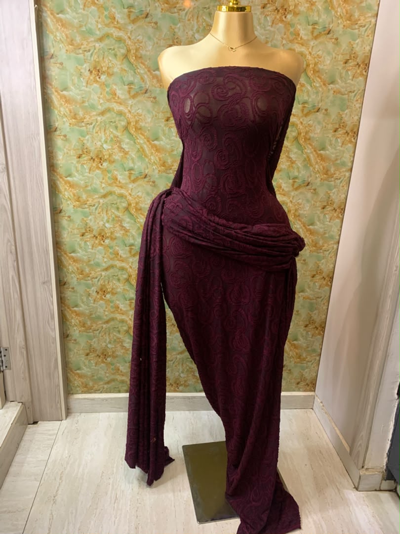 STRECHY JACQUARD-WINE (moq 6yrds above)