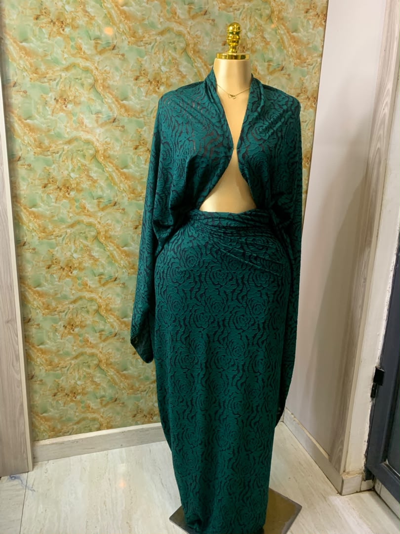 STRECHY JACQUARD- GREEN (MOQ 6YRDS ABOVE)