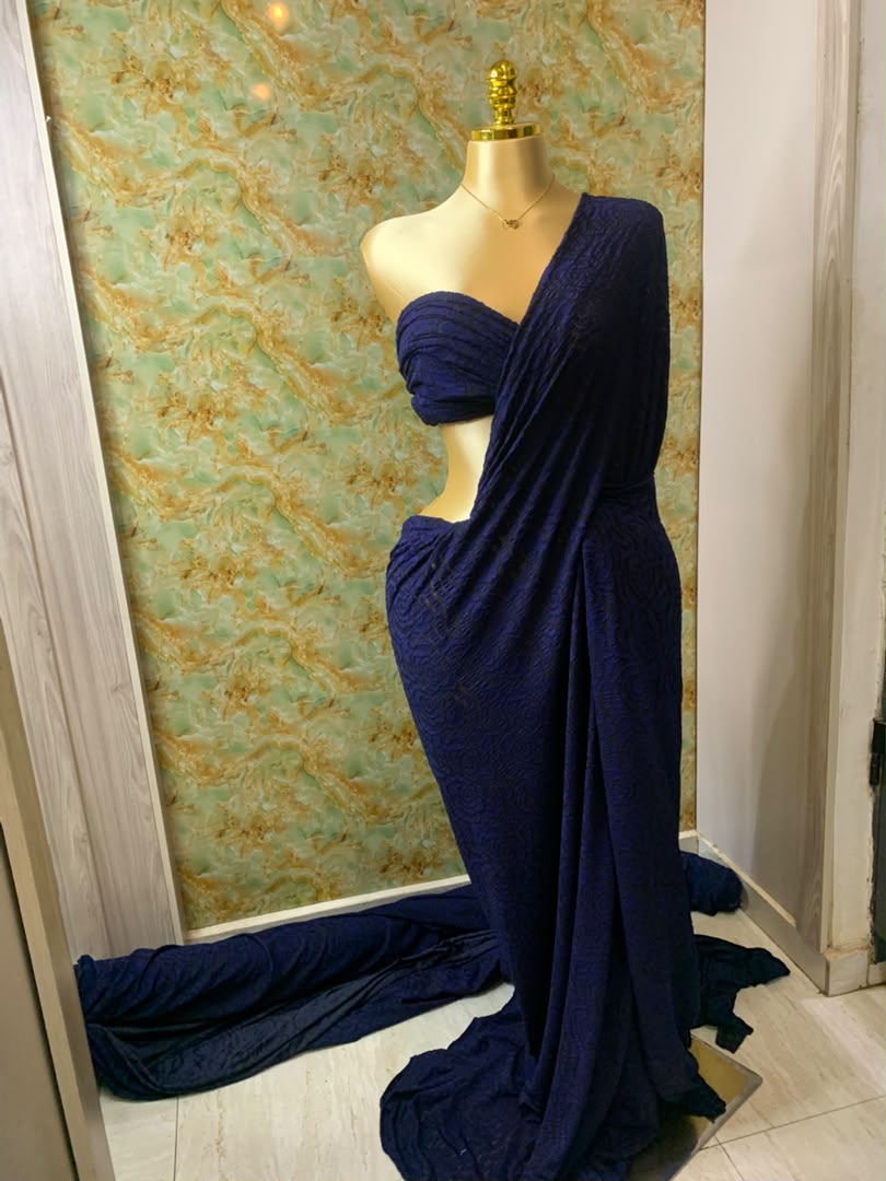 STRECHY JACQUARD-  BLUE (MOQ 6YRDS ABOVE)