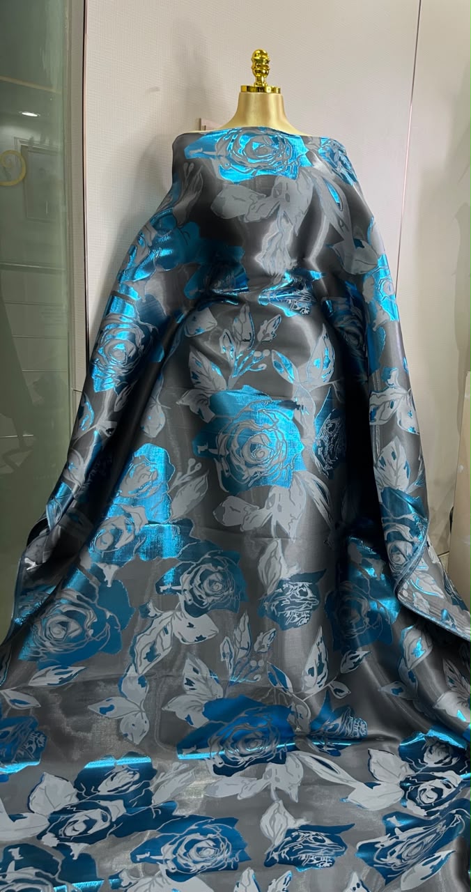 MIORROR DAMASK-blue&ash (MOQ 6YRDS)