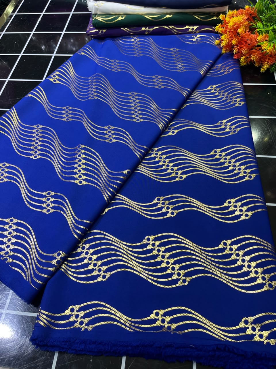 SAMPLE FANCY WAVE-R.BLUE (MOQ 6YRDS)
