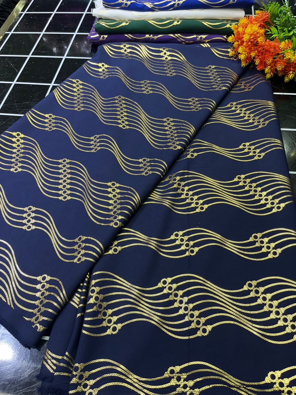 SAMPLE FANCY WAVE-N.BLUE (MOQ 6YRDS)