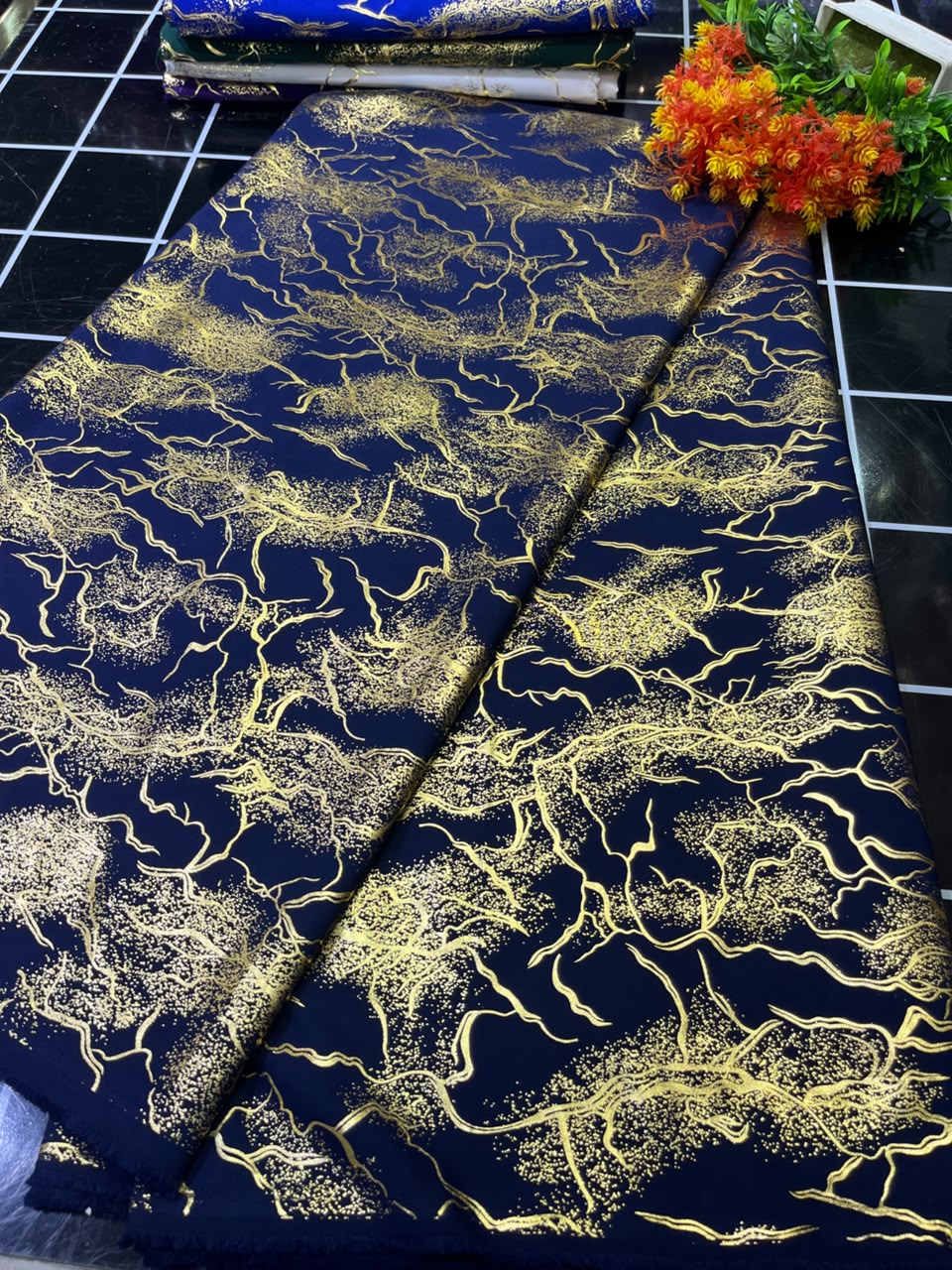SAMPLE FANCY SPARK-N.BLUE (MOQ 6YRDS)