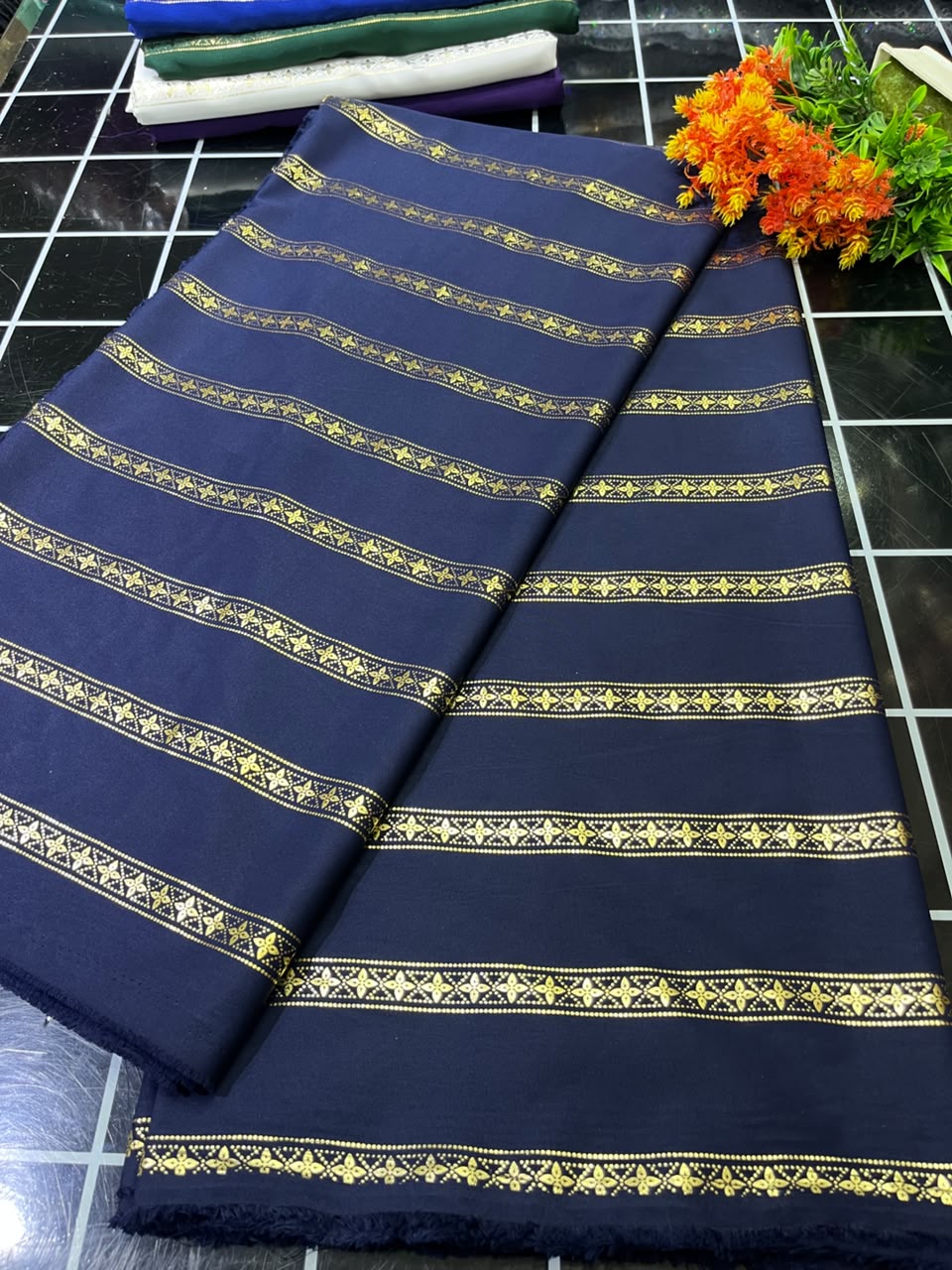 SAMPLE FANCY LINE N.BLUE(MOQ 6YRDS)