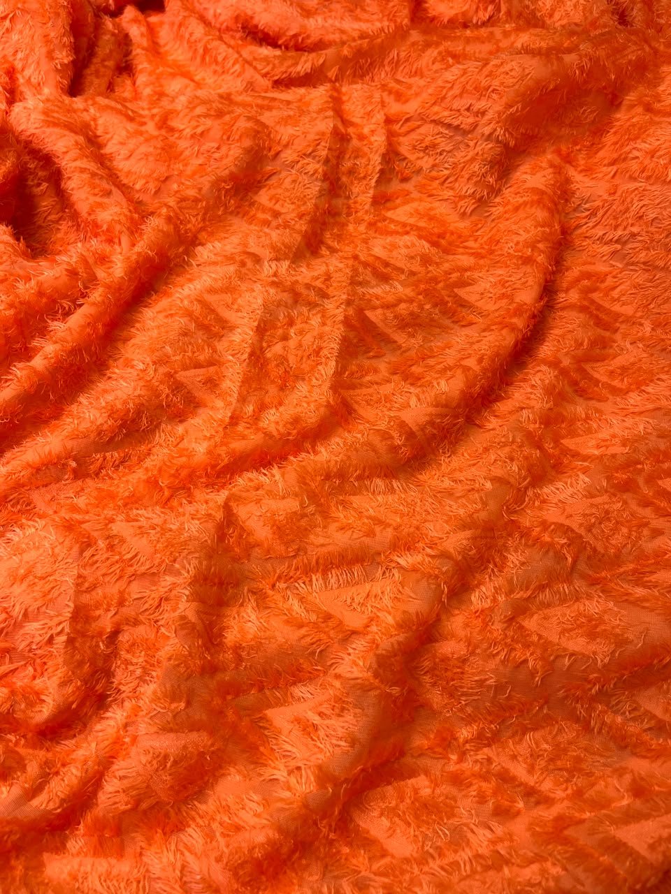 FUR JACQUARD - BURNT ORANGE (MOQ 6 YARDS)