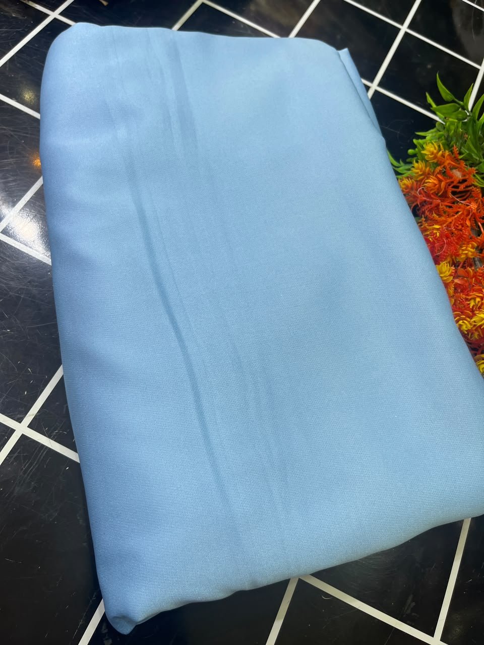 STOCK PLAIN CREPE (THICK TEXTURE)-SKY BLUE