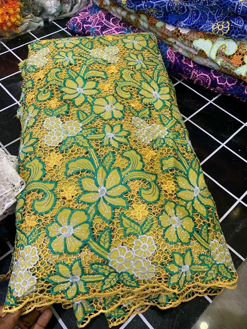 SWISS CORD LACE - GREEN AND GOLD