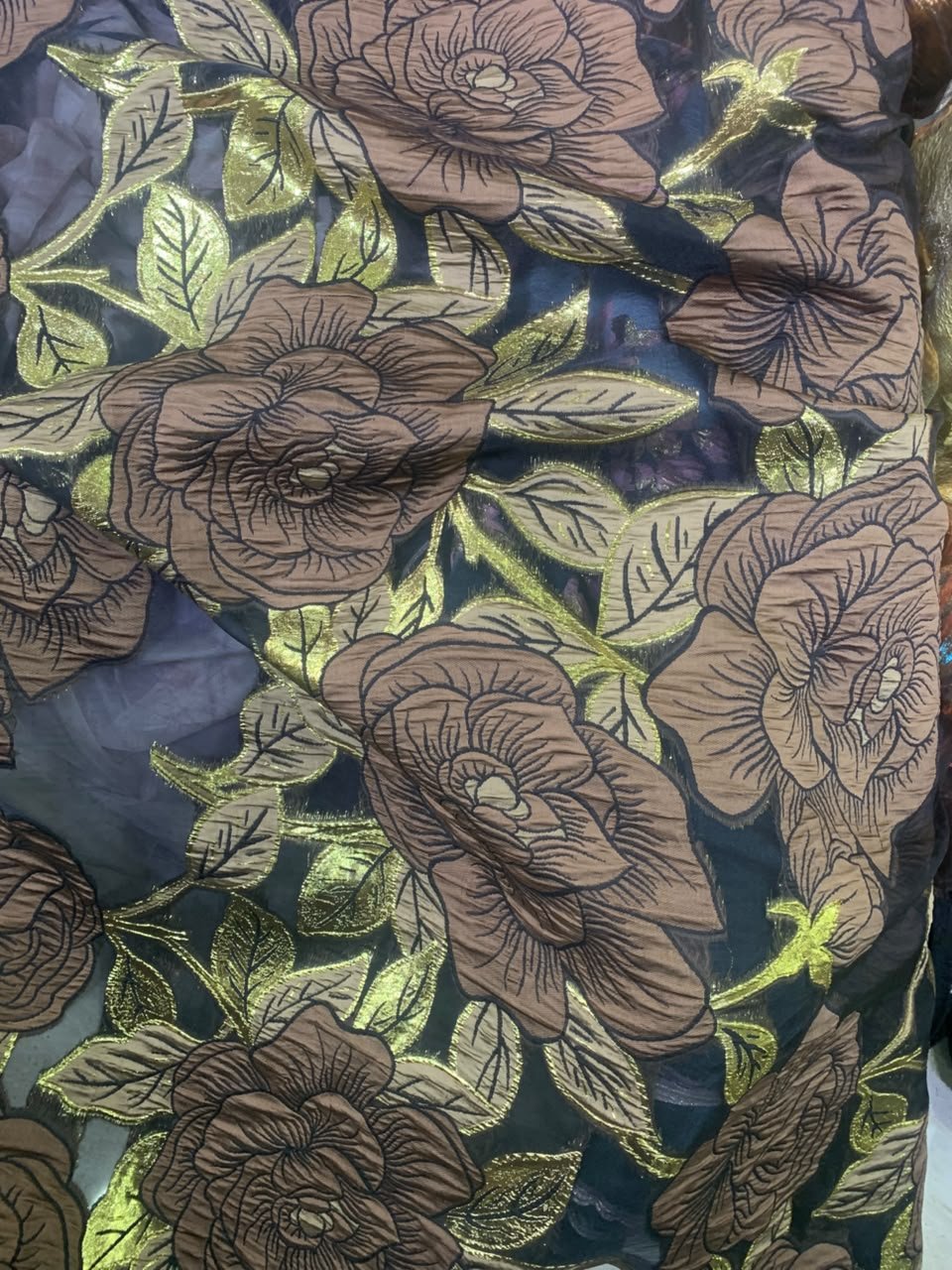 ORGANZA BROCADE-BROWN